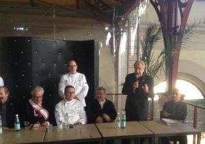 Un momento della presentazione di Food and Wine in Progress questa mattina al Mercato Centrale di Firenze